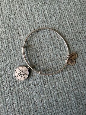 Alex & Ani Silver Tone Star of Venus Charm Bangle Bracelet